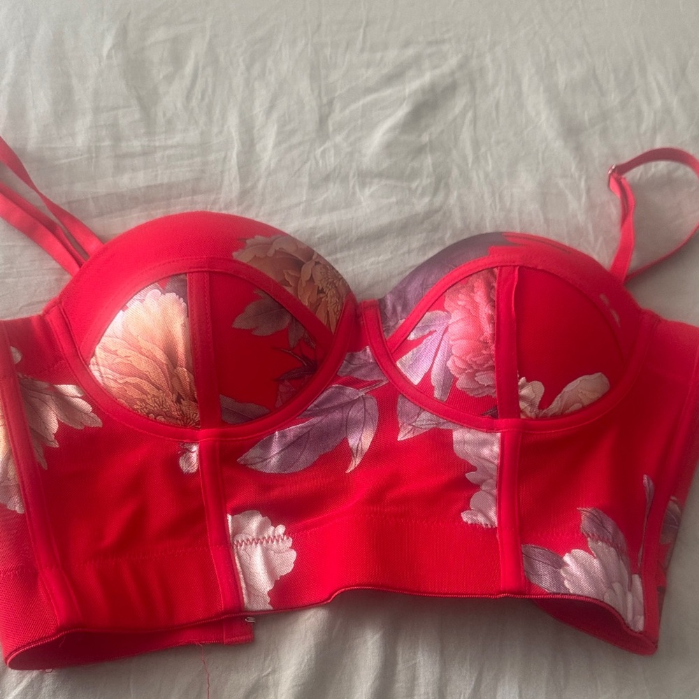 Fashion Nova Scarlet Floral Bustier Bra